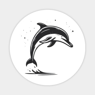 Stick Figure of a Dolphin in Black Ink Magnet